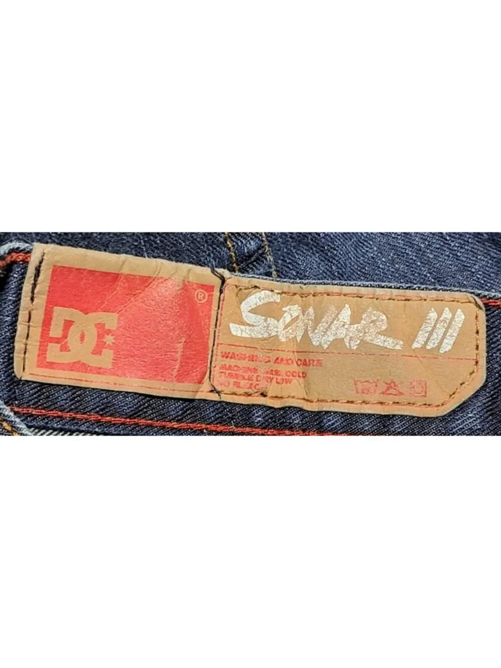 Y2K DC Jeans Mens 36 (34) Loose‎ Baggy Skater Sonar lll Blue Straight Leg Cotton